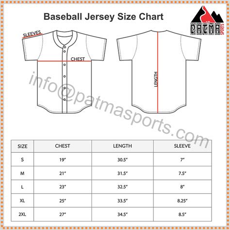 baseball jersey size conversion chart.